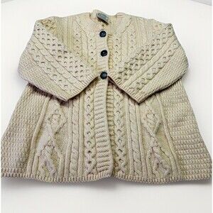 Kilronan Knitwear Unisex M Cardigan Merino Wool Butter Yellow Vintage